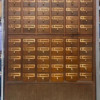 60 drawer library card catalog, oak front