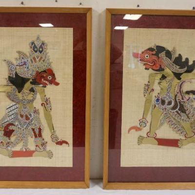 1050	2 LARGE FRAMED THAI PUPPETS, APPROXIMATELY 30 IN X 39 IN OVERALL
