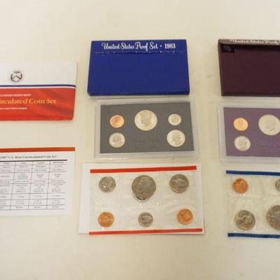 1223	UNITED STATES PROOF SETS & UNCIRCULATED COIN SETS, 1983, 1984, & 1987
