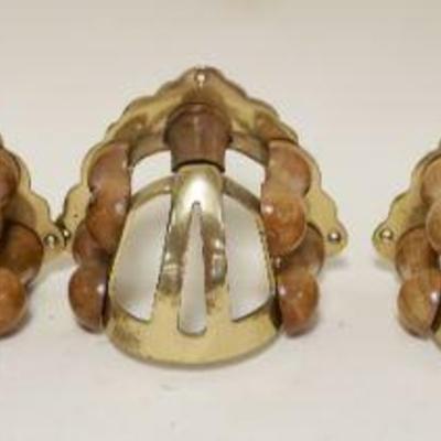 1138	LOT OF 5 BRASS & WOOD HORSE HARNESS RACK HOLDERS
