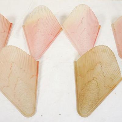 1148	LOT OF 6 SATIN GLASS RIBBED SHADES OF HANGING FIXTURE
