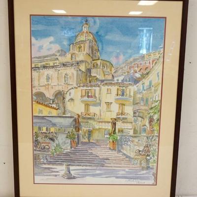 1155	ARTIST SIGNED WATERCOLOR, APPROXIMATELY 37 IN X 29 IN OVERALL
