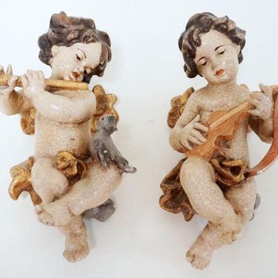 1113	PAIR OF PAINTED CHERUBS W/GILT ACCENTS, APPROXIMATELY 10 IN HIGH
