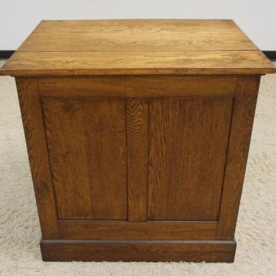 1216	PANELED OAK STORE COUNTER W/CASH TILL DRAWER, APPROXIMATELY 35 IN X 25 IN X 36 IN HIGH
