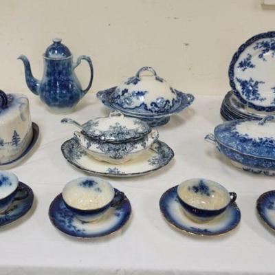 1235	23 PIECE ASSORTMENT OF ANTIQUE BLUE & WHITE TRANSFERWARE
