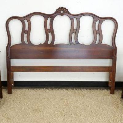 1166	FRENCH PROVINCIAL FULL SIZE CHERRY HEADBOARD & 2 JOHN WIDDICOMB BEDSIDE STANDS
