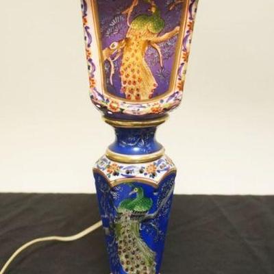 1239	PORCELAIN TRANSLUCENT PEACOCK LAMP, APPROXIMATELY 16 IN HIGH
