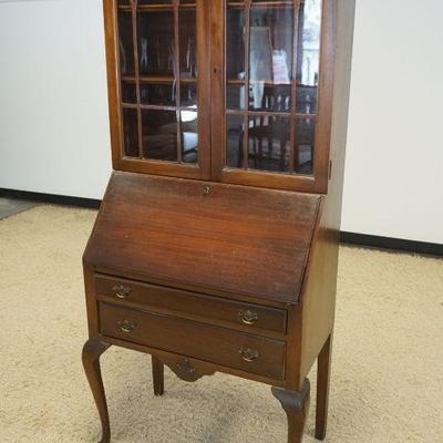 1253	WALNUT BOOKCASE TOP SECRETARY DESK, APPROXIMATELY 30 IN X 18 IN X 68 IN HIGH
