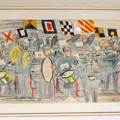 1006	RAOUL DUFY FRAMED *THE BAND*, APPROXIMATELY 25 IN X 35 IN OVERALL
