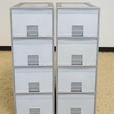 1222	8 INDIVIDUAL STACKING FILE CABINETS/STORAGE DRAWERS, EACH APPROXIMATELY 16 IN X 25 IN X 12 IN HIGH
