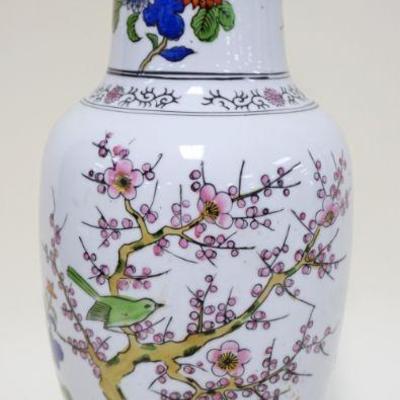 1115	ASIAN VASE W/BIRDS & FLOWERS, APPROXIMATELY 18 1/2 IN HIGH
