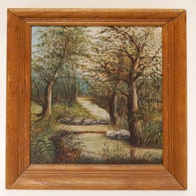 1090	OIL PAINTING ON CANVAS OF STREAM IN FORREST
