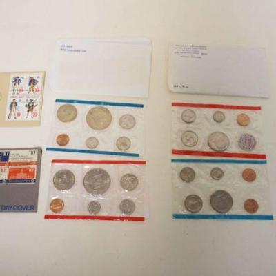 1228	UNITED STATES UNCIRCULATED COINS, 1971, 1976 & 1974, 1975 BICENTENNIAL FDC & MEDAL

