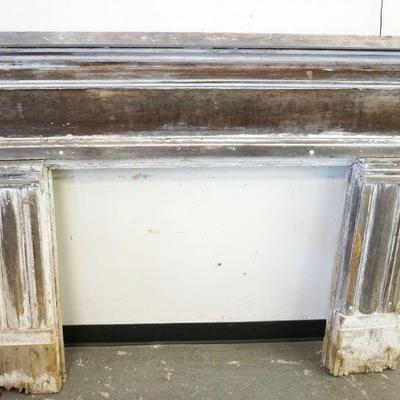 1201	ANTIQUE PINE FIREPLACE MANTLE, APPROXIMATELY 65 IN X 8 IN X 50 IN HIGH, SOME LOSS TO BASE
