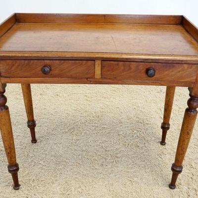 1205	ANTIQUE ENGLISH WALNUT LADY'S WRITING TABLE, 2 DRAWER, APPROXIMATELY 36 IN X 15 IN X 32 IN HIGH
