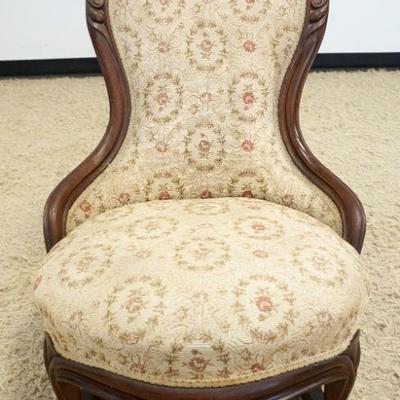 1196	VICTORIAN FINGER CARVED UPHOLSTERED SLIPPER ROCKER
