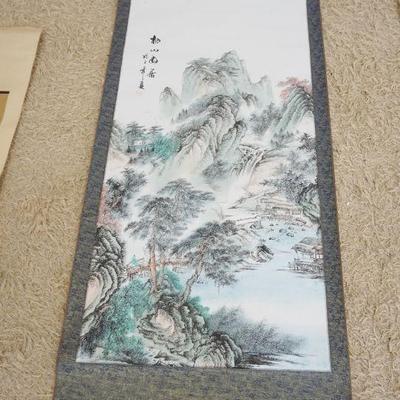 1106	ASIAN PICTORIAL SCROLL, APPROXIMATELY 68 IN X 28 IN WIDE
