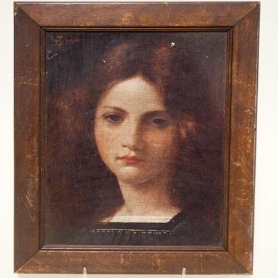 1005	OIL PAINTING ON BOARD, GEORG BUCHNER TITLED *ERIKA*, APPROXIMATELY 8 IN X 9 1/2 IN OVERALL
