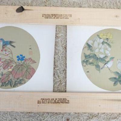 1108	2 ASIAN PAINTINGS OF BIRDS & FLOWERS, APPROXIMATELY 15 IN X 14 IN

