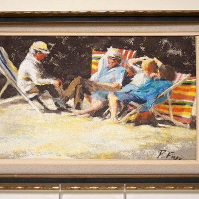 1007	CHALK OF FAMILY IN SUMMER RELAXING, APPROXIMATELY 10 IN X 13 IN OVERALL
