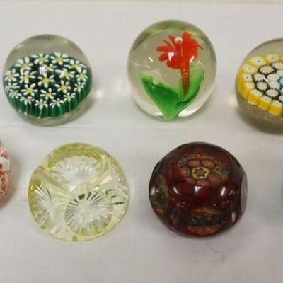 1237	GROUP OF 7 ANTIQUE BLOWN GLASS PAPERWEIGHTS
