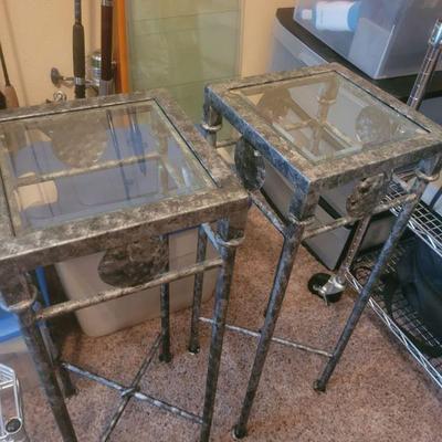 Pair of glass top tables