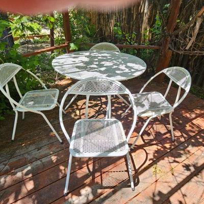  McM Patio Metal Folding Table & 4 Chairs