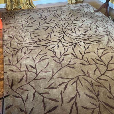OVERALL PATTERN RUG | Light brown rug with an overall pattern of vines. - l. 12.5 x w. 9.5 ft 