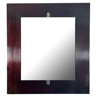 WOOD FRAME MIRROR | Beveled glass mirror in a wide wood frame, likely by Baker Furniture. - w. 36 x h. 40 in (overall) 