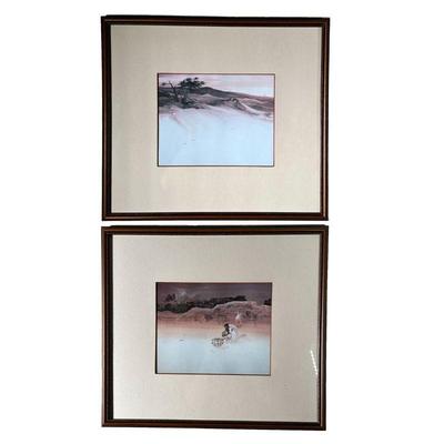 (2PC) PAIR SOUTHWESTERN PRINTS | Including a desert scene and a woman with pottery, in matching frames. - w. 19 x h. 16.5 in 