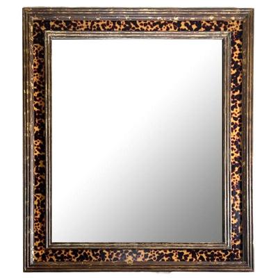 FAUX TORTOISESHELL MIRROR | Beveled glass wall mirror with a faux tortoiseshell frame. - w. 31 x h. 35.5 in (overall) 