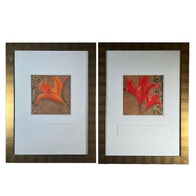 PAIR FLORAL PRINTS | Two floral prints that are nicely framed and matted. - l. 22.5 x h. 30 in 