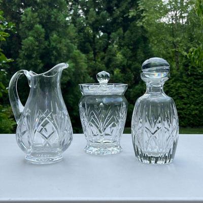(3PC) WATERFORD CUT GLASS | Including a Waterford bottle / decanter marked 