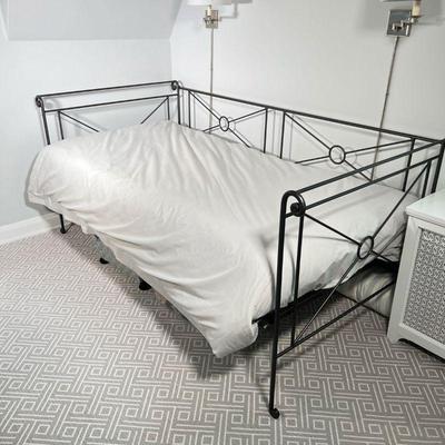 METAL FRAME DAYBED | Scrolled metal Bedframe twin size Bedframe; mattress not included. - l. 84 x w. 39.5 x h. 36.25 in 