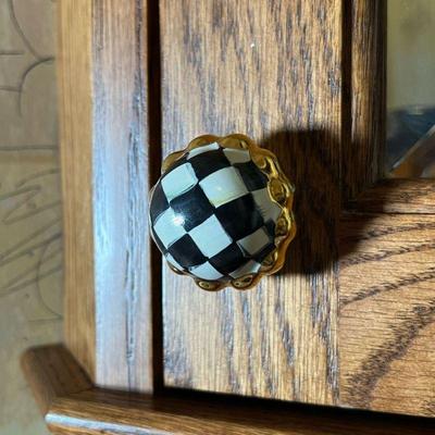 (2PC) MACKENZIE-CHILDS KNOBS | Two Courtly Check round knobs. - dia. 1.5 in 