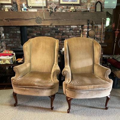 Two Plush Wing Back Chairs - sold individually or as a pair
