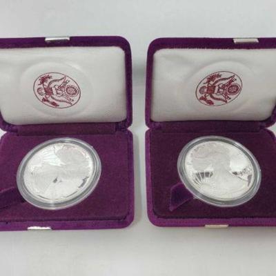 #1250 â€¢ (2) .999 Fine Silver American Eagle Coins
