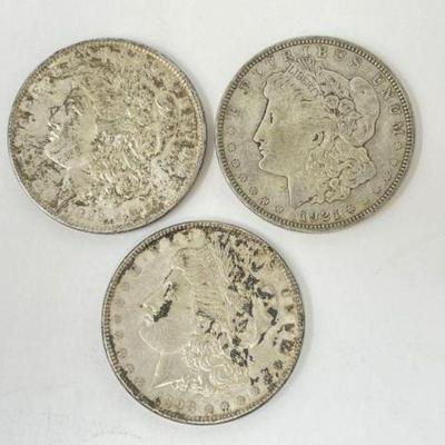 #1314 â€¢ (3) Morgan Silver Dollar Coins

