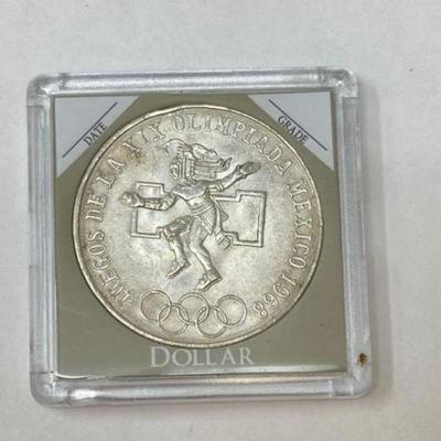 #1398 â€¢ .720 Silver 1968 Mexico Olympics 25 Pesos Coin

