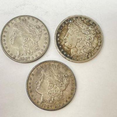 #1312 â€¢ (3) Morgan Silver Dollars

