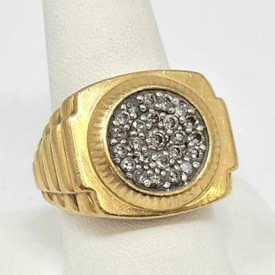 #806 â€¢ 10k Gold Diamond Cluster Center Ring, 14g
