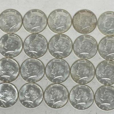 #1374 â€¢ (20) 90% Silver 1964 Kennedy Half Dollars
