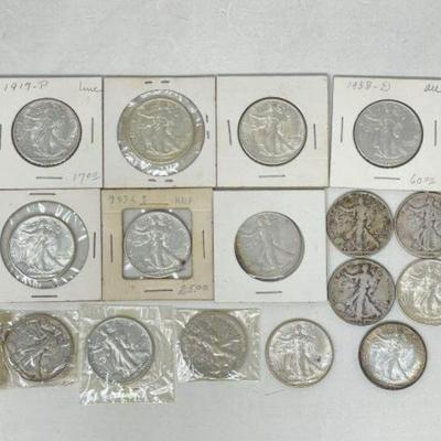 #1393 â€¢ (16) 90% Silver Walking Liberty Coins
