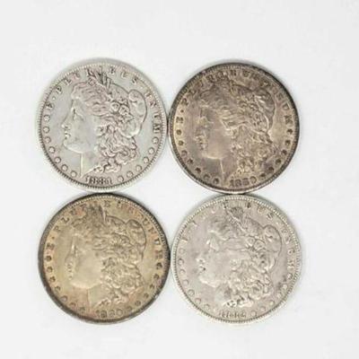 #1302 â€¢ (4) 1880-1882 Morgan Silver Dollars
