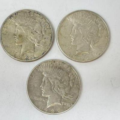 #1299 â€¢ (3) Silver Peace $1 Dollar Coins
