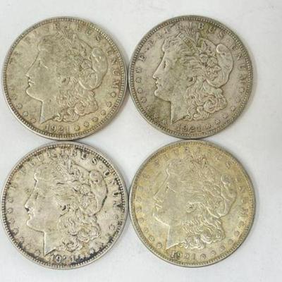 #1316 â€¢ (4) Morgan Silver Dollar Coins
