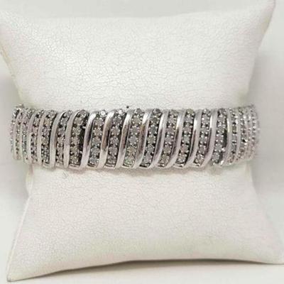 #908 â€¢ 18k Gold Over Sterling Silver-Diamond Bracelet, 26g
