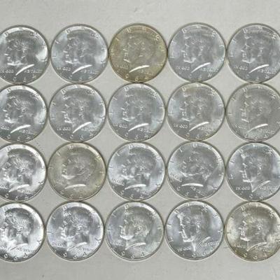 #1376 â€¢ (20) 90% Silver 1964 Kennedy Half Dollars

