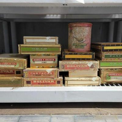 #4540 â€¢ Empty Vintage Cigar Boxes And Tobacco Container

