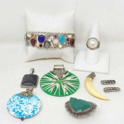 #900 â€¢ Sterling Silver Bracelets, Pendants & Ring, 139g
